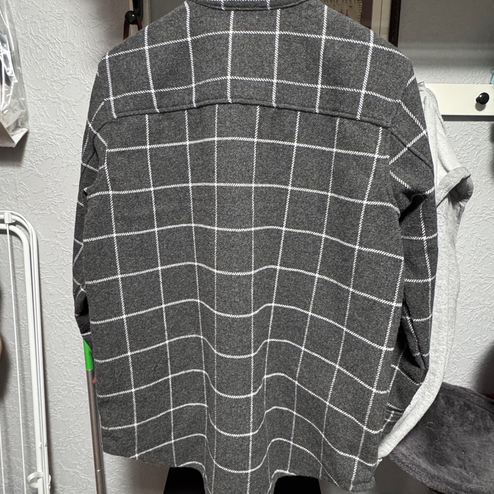 Gray Windowpane Utility Shacket Jacket - Picture 2 of 8